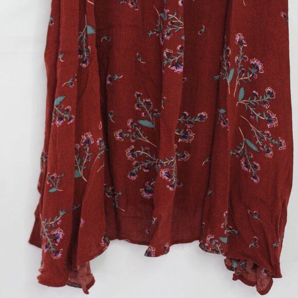 Free People Maroon Floral V-Neck Mini Dress Size Xtra Small - Picture 7 of 9